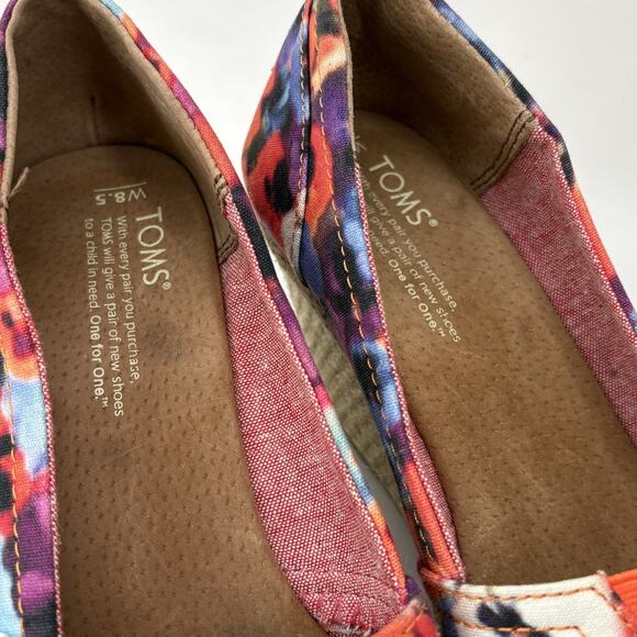 Toms Wedge Espadrilles Womens 8.5 Floral Open Toe Summer Party Poppy - Picture 4 of 9